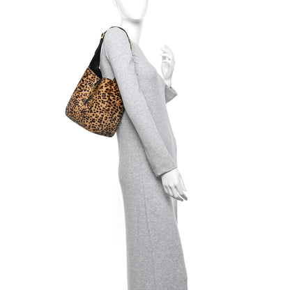 Saint Laurent Pony Hair Calfskin Leopard Print Small Le 5 A 7 Soft Hobo 2 of 12