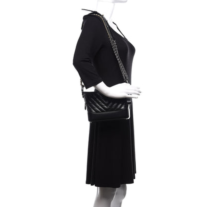 Chanel Aged Calfskin Chevron Quilted Small Gabrielle Hobo Black 2 of 17