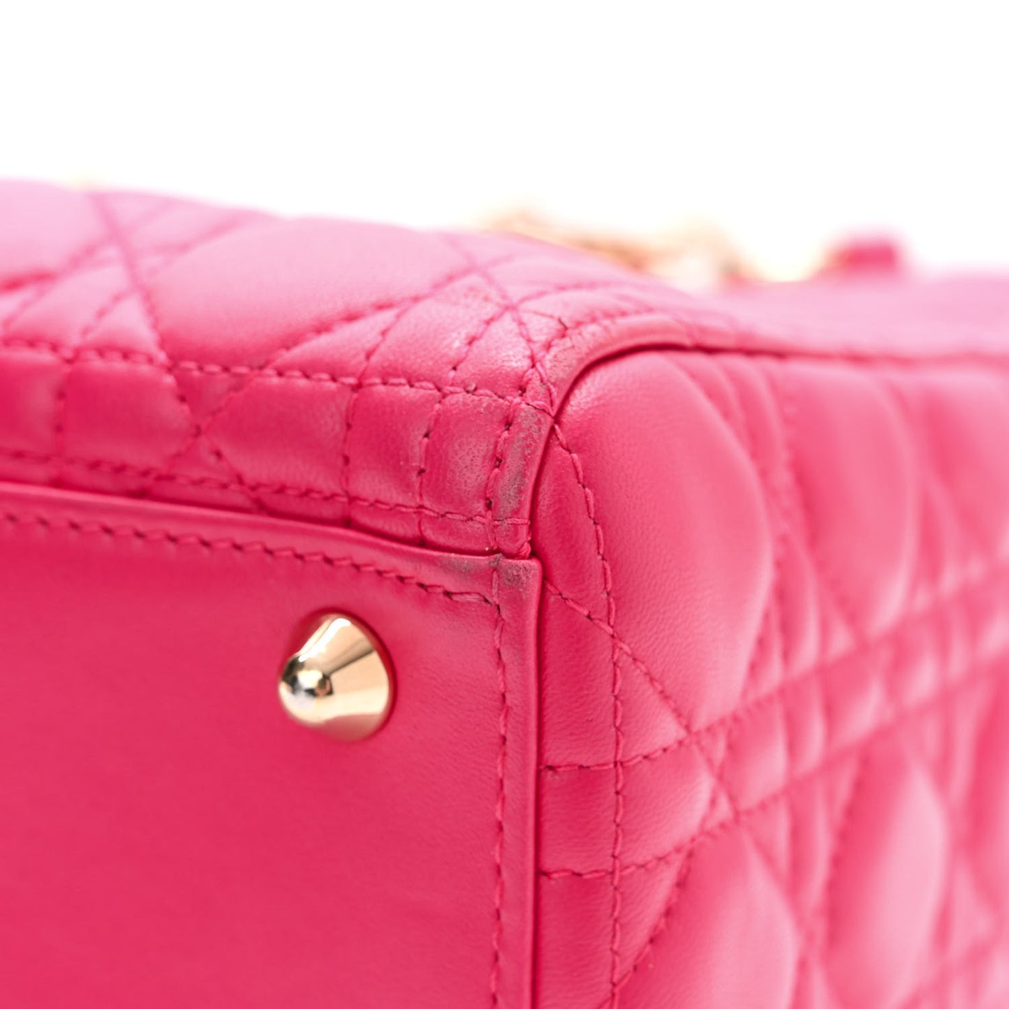 Lambskin Cannage Large Lady Dior Fuchsia