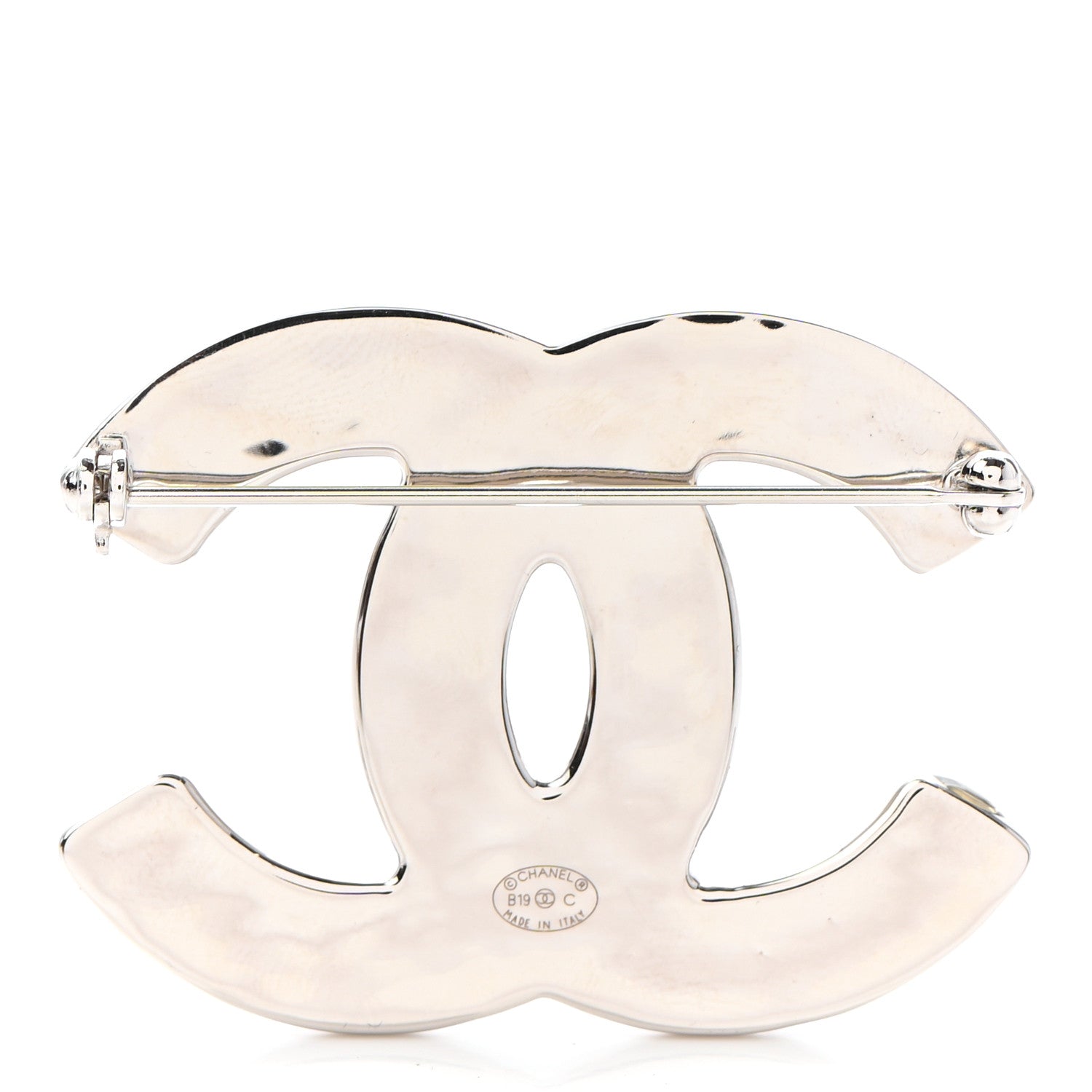 Chanel Crystal CC Brooch Silver Blue 3 of 5