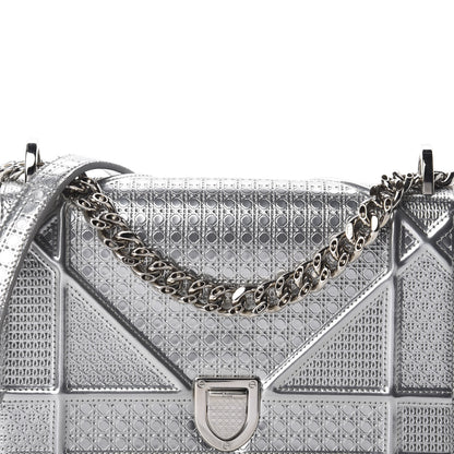 Christian Dior Metallic Patent Micro-Cannage Small Diorama Flap Bag Silver 8 of 8