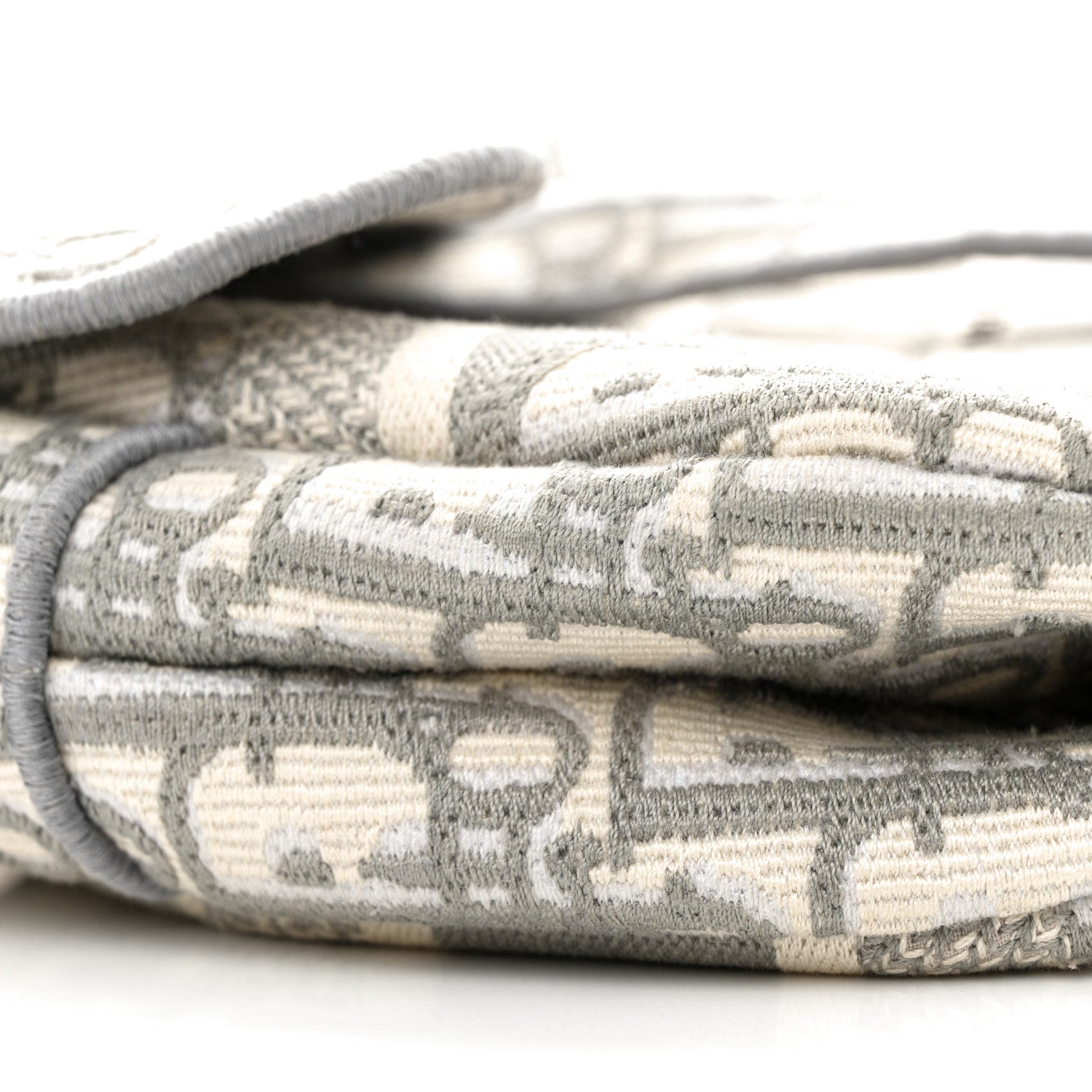 Christian Dior Oblique Embroidered Saddle Bag Gray 10 of 13