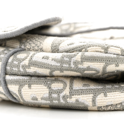 Christian Dior Oblique Embroidered Saddle Bag Gray 10 of 13
