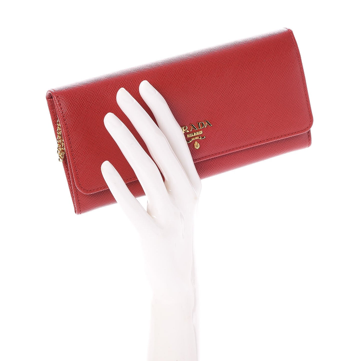 Saffiano Metal Continental Flap Wallet Fuoco