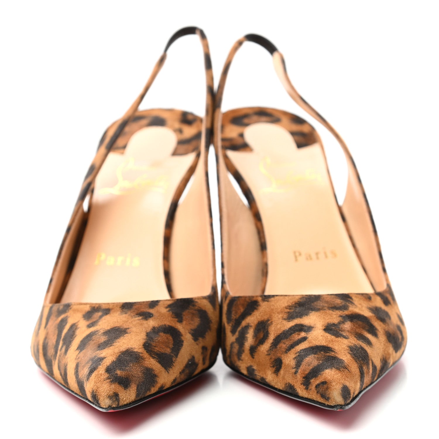 Christian Louboutin Veau Velours Leopard Clare Sling 80 Pumps 38 Caramel 2 of 8