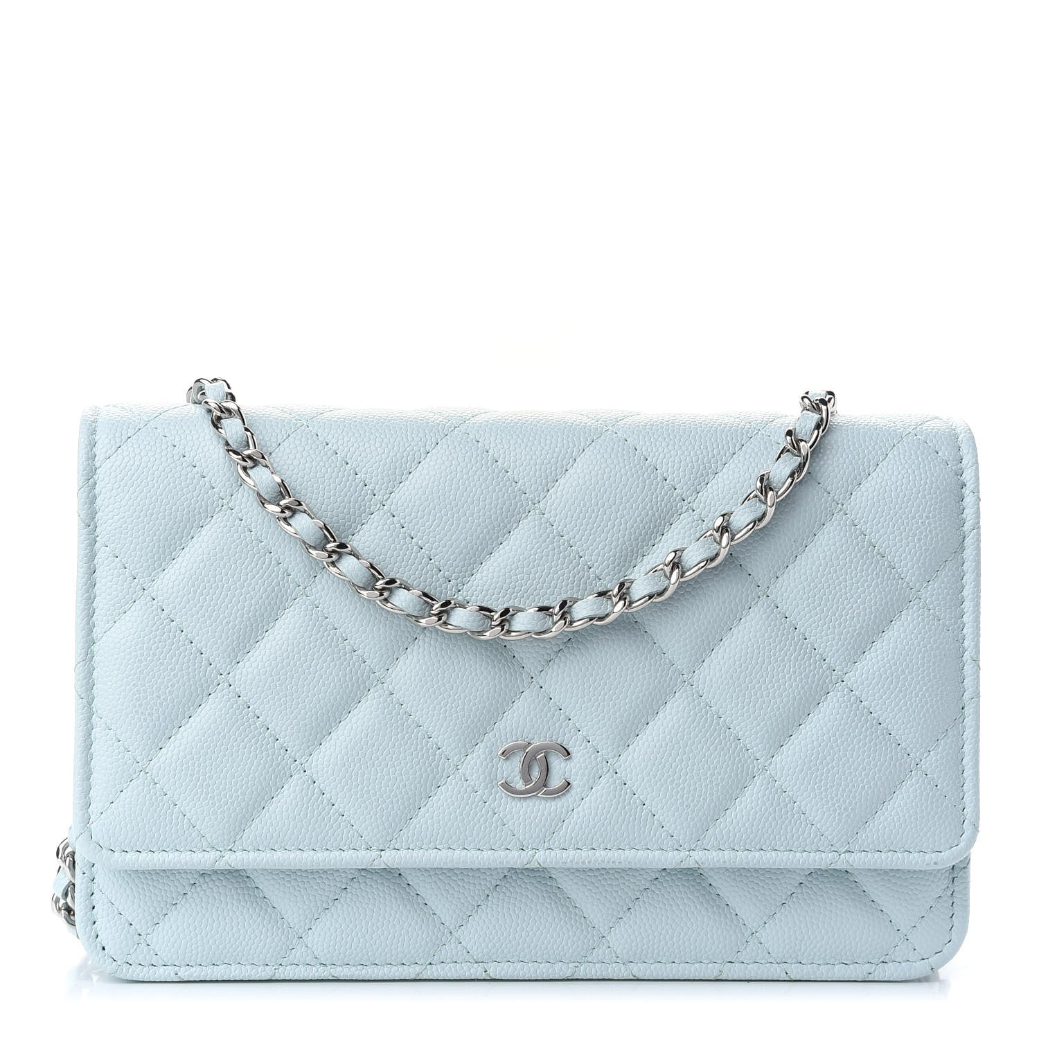 Chanel Caviar Quilted Wallet On Chain WOC Light Blue 1 of 10