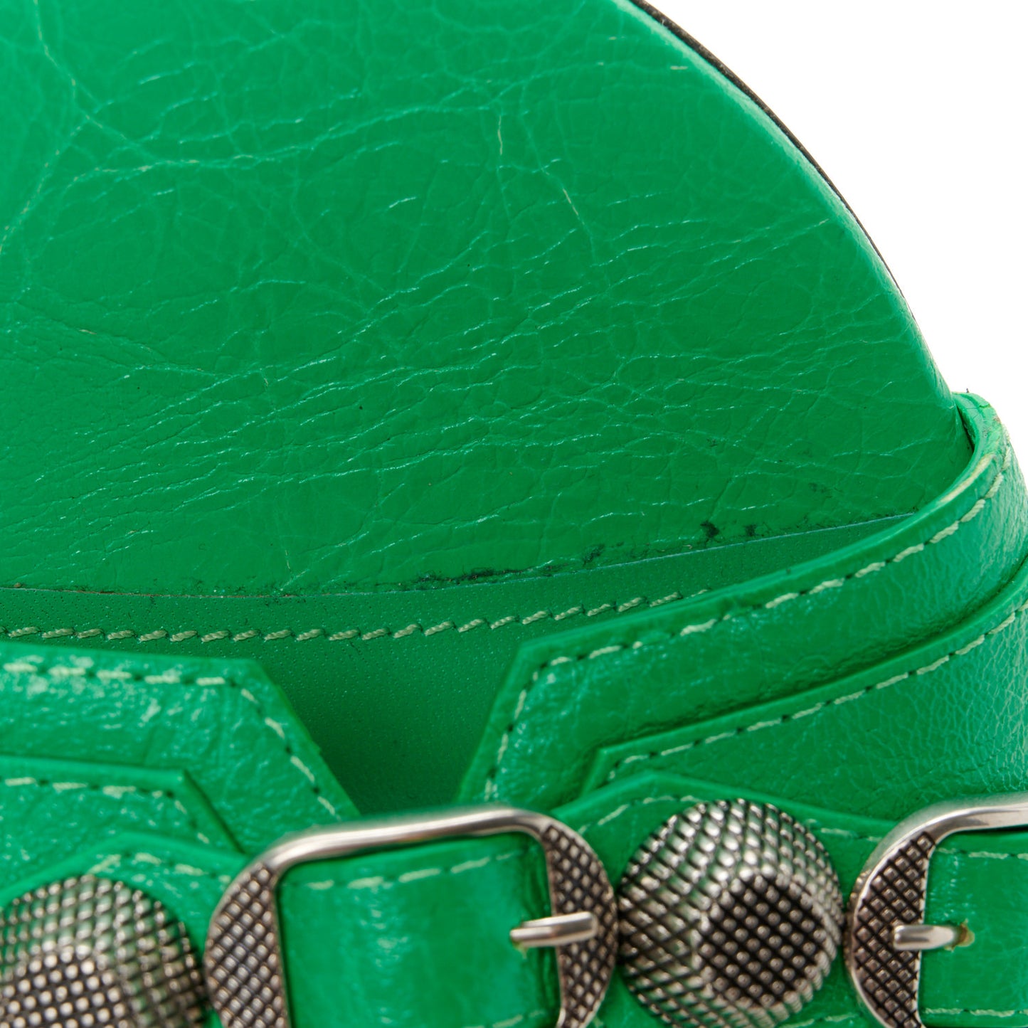 Agneau Arena Cagole Flat Slide Sandals 35 Vivid Green