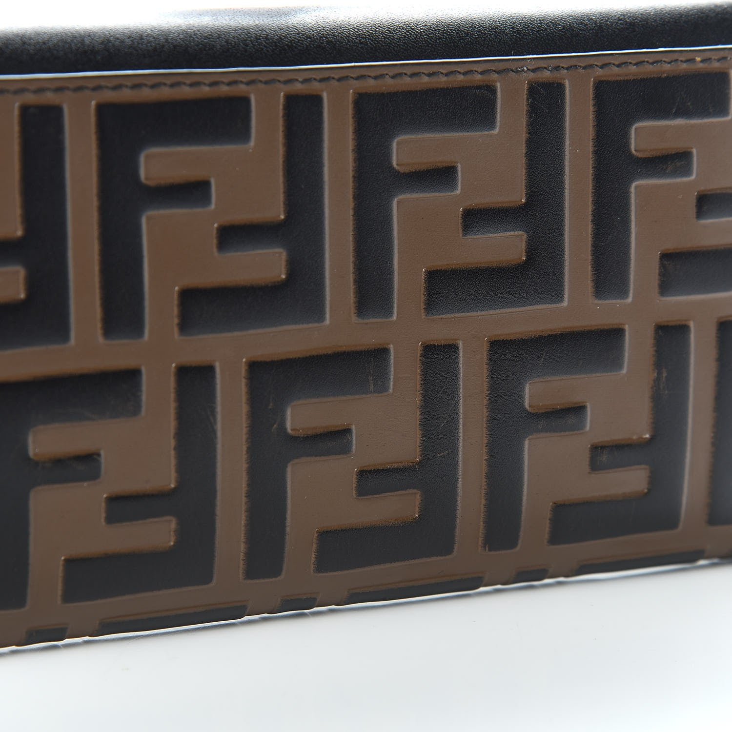Fendi Vitello Liberty F is Fendi Bi-Color FF 1974 Embossed Continental Envelope Wallet Maya Black 8 of 8