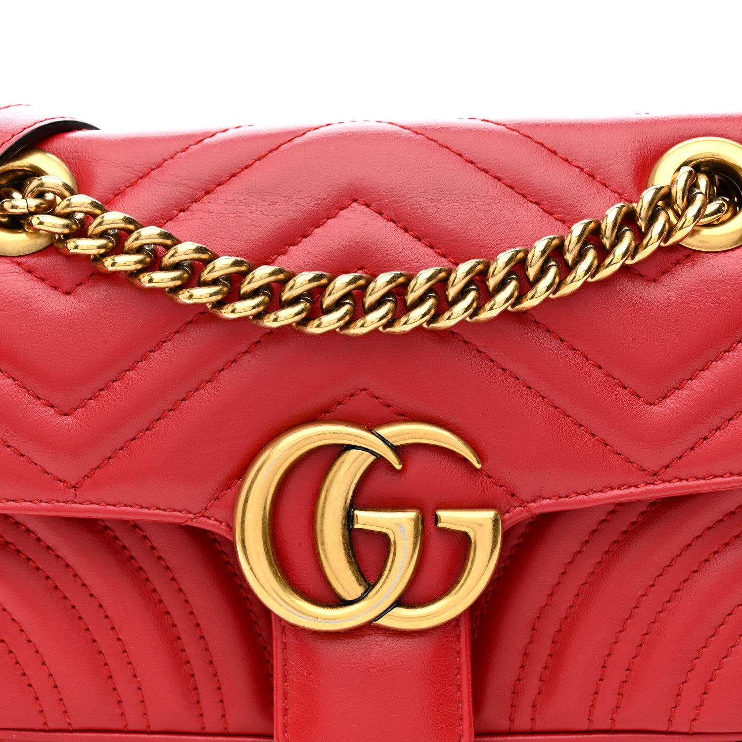 Gucci Calfskin Matelasse Mini GG Marmont Shoulder Bag Hibiscus Red 15 of 33