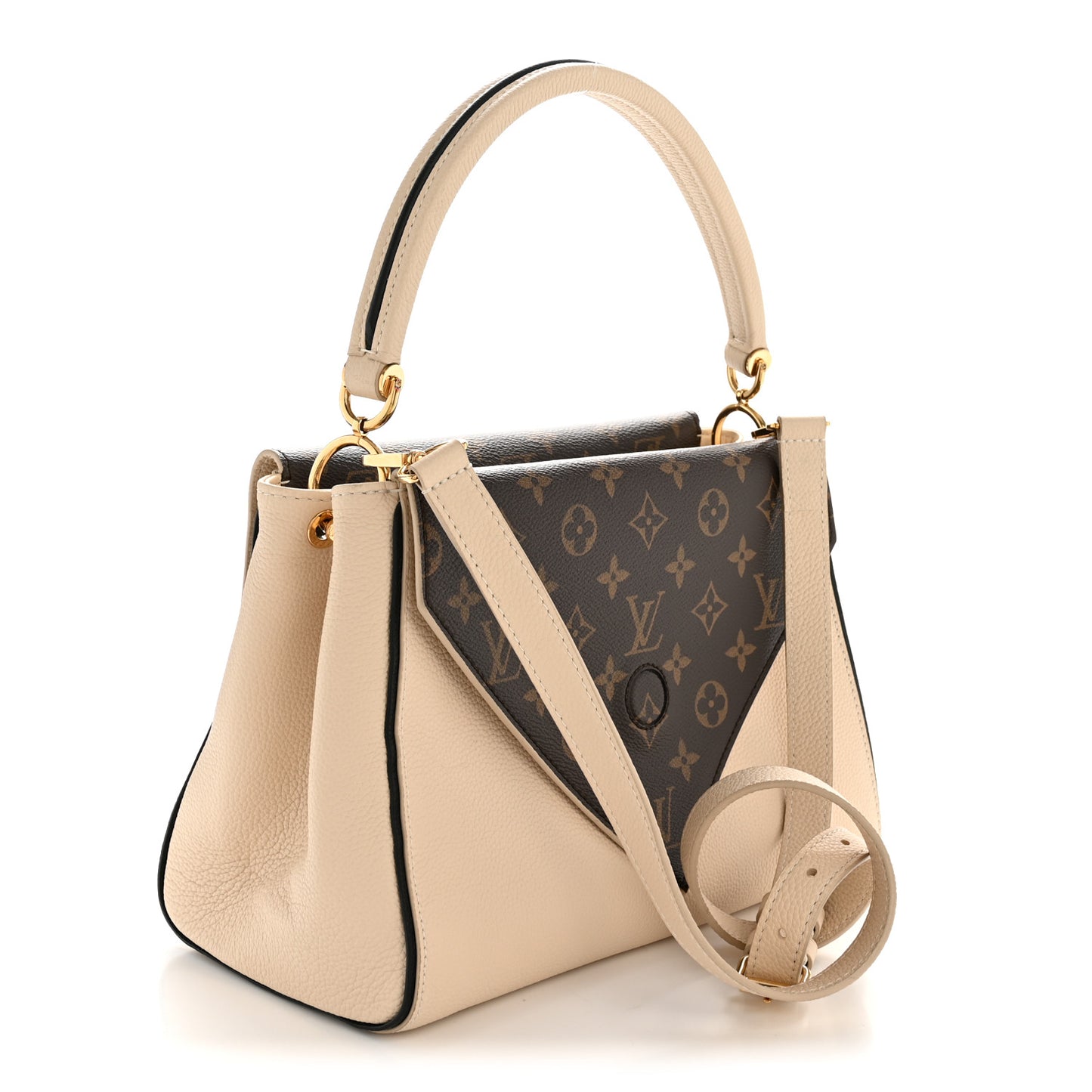 Grained Calfskin Monogram Double V Creme