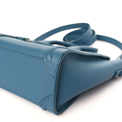 Celine Drummed Calfskin Nano Luggage Blue 10 of 10