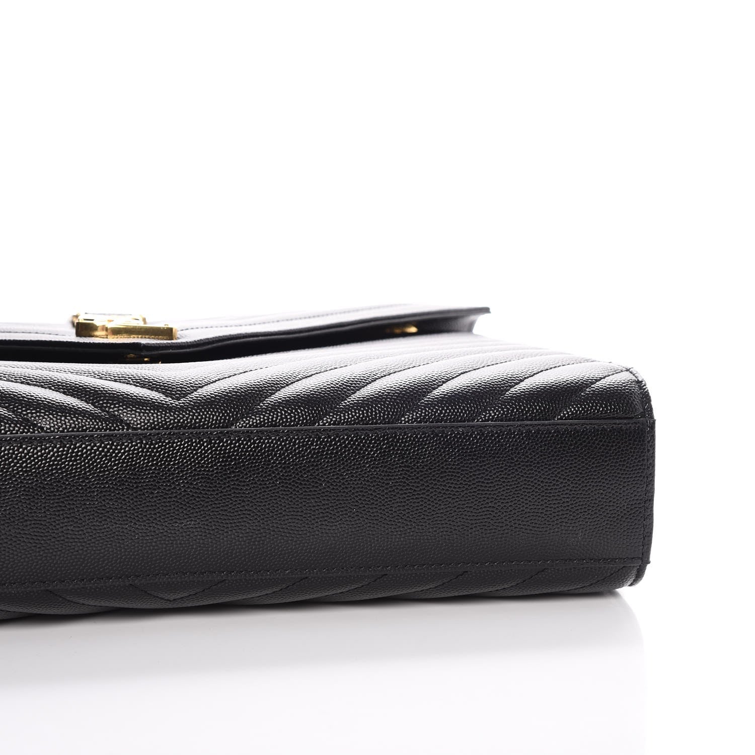Saint Laurent Grain De Poudre Matelasse Chevron Large Monogram Satchel Black 9 of 9