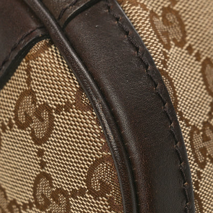 Gucci Monogram Selleria Calfskin Vintage Web Medium Boston Beige Ebony Cocoa 11 of 12