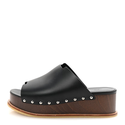 Hermes Calfskin Ellipse Sandals 40 Black 1 of 9