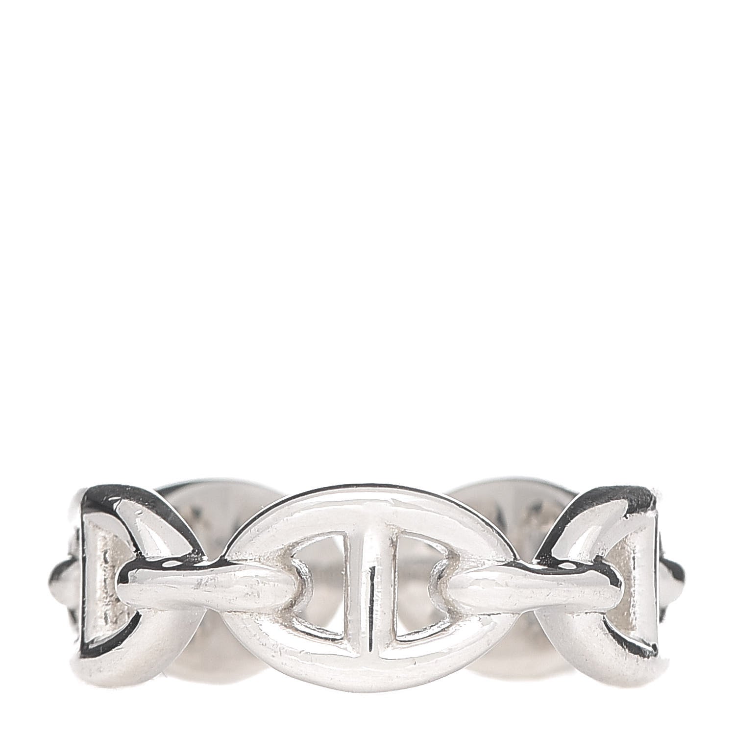 Hermes Sterling Silver PM Chaine d'Ancre Enchainee Band Ring 52 6 1 of 7