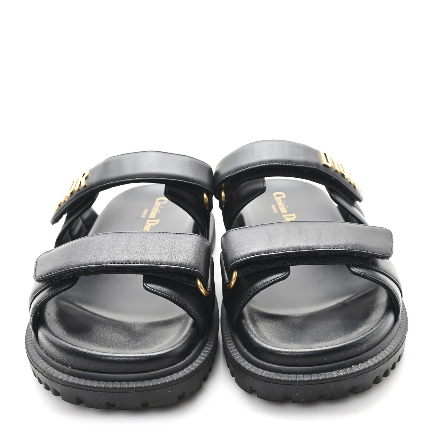 Lambskin Dioract 10mm Slide Sandals 38.5 Black