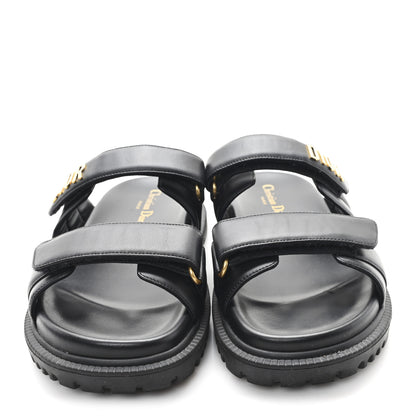 Christian Dior Lambskin Dioract 10mm Slide Sandals 38.5 Black 3 of 9