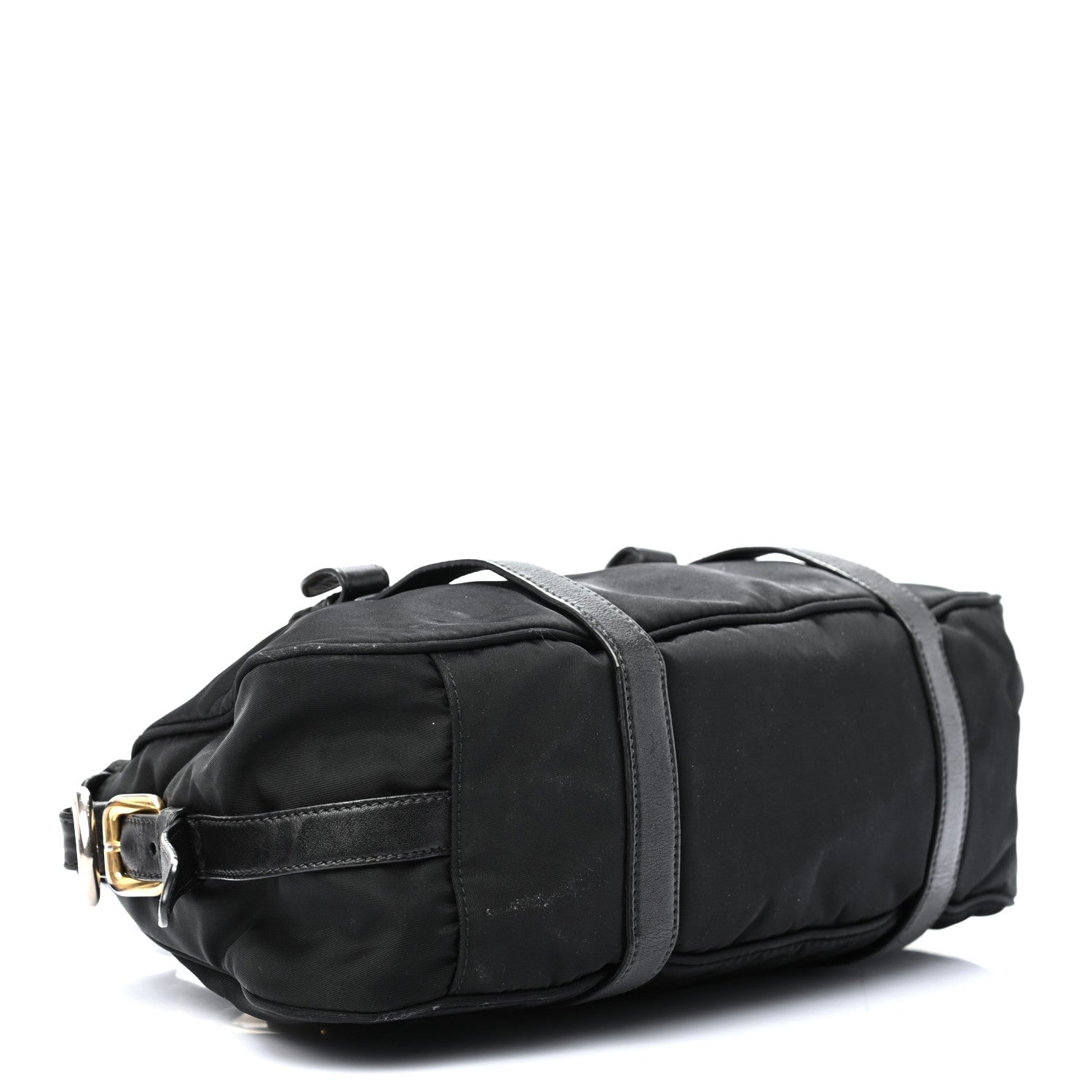 Prada Tessuto Nylon Soft Calfskin Shopping Satchel Black 4 of 8