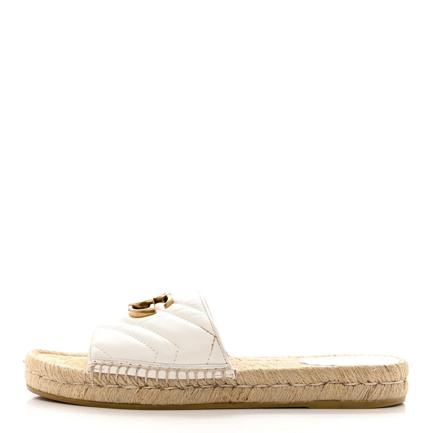 Nappa Matelasse GG Marmont Espadrille Slide Sandals 38 Great White