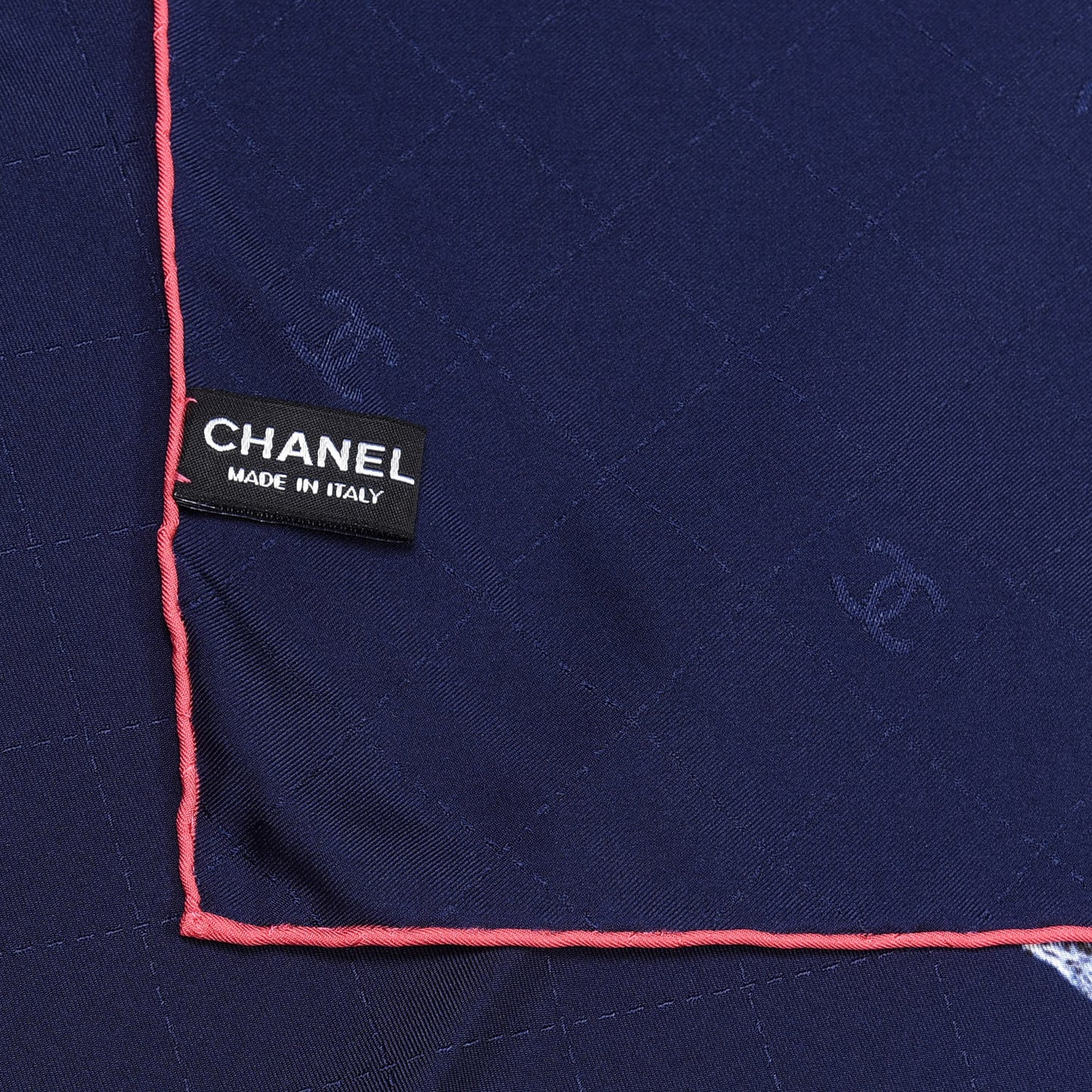 Silk CC Water Square Scarf Navy
