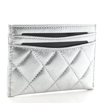 Chanel Metallic Lambskin Quilted Card Holder Silver 3 of 8
