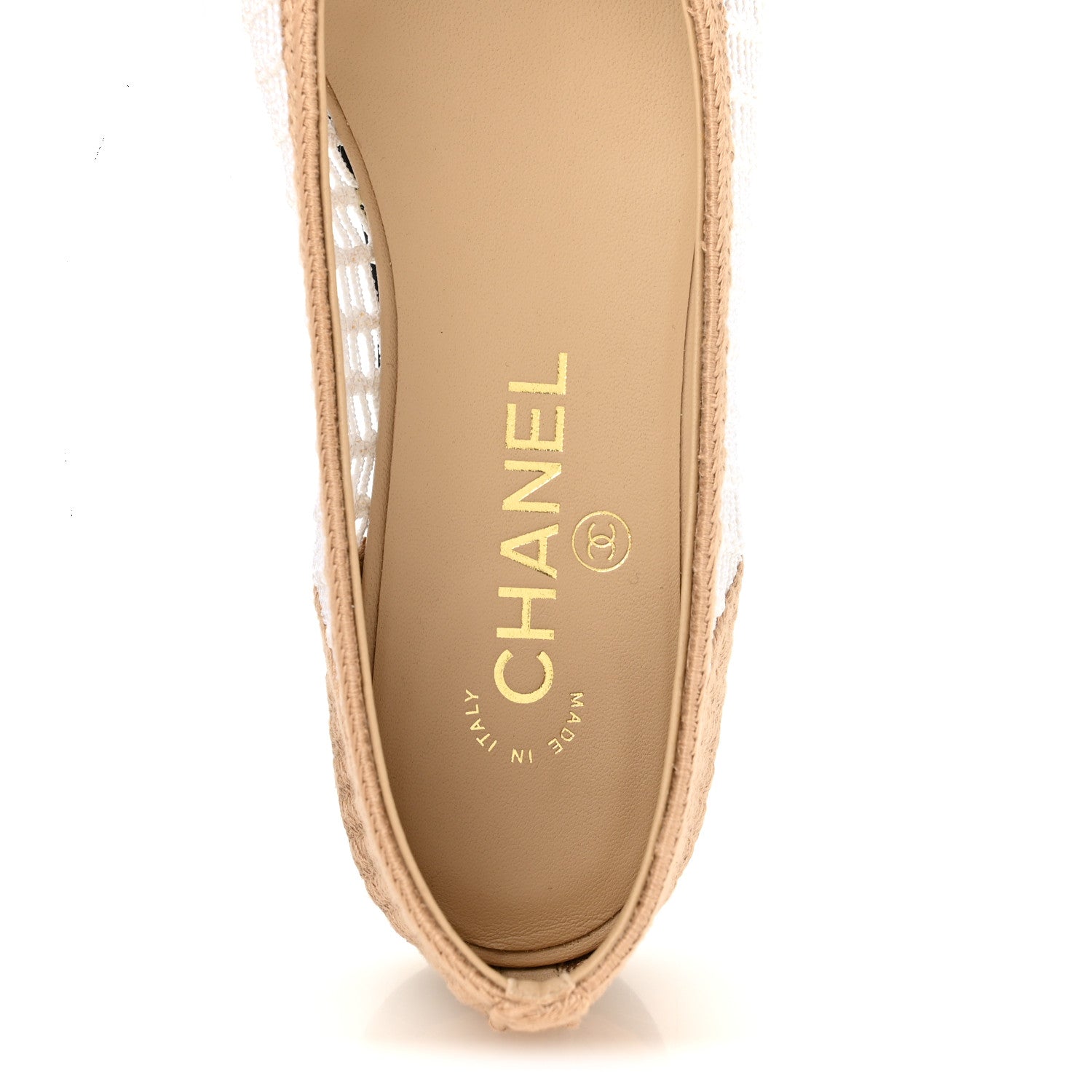Chanel Raffia Cap Toe Ballerina Flats 38 White Beige 7 of 10