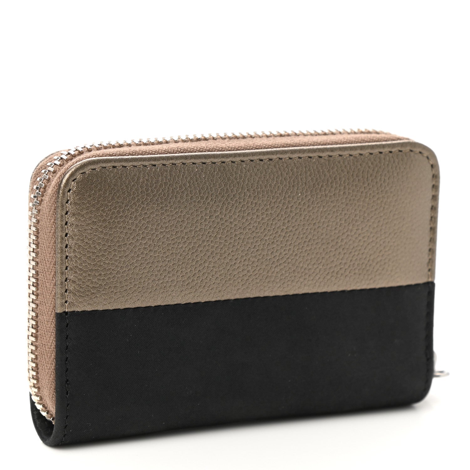 Chanel Iridescent Caviar Satin Zip Coin Purse Light Gold Black 3 of 8