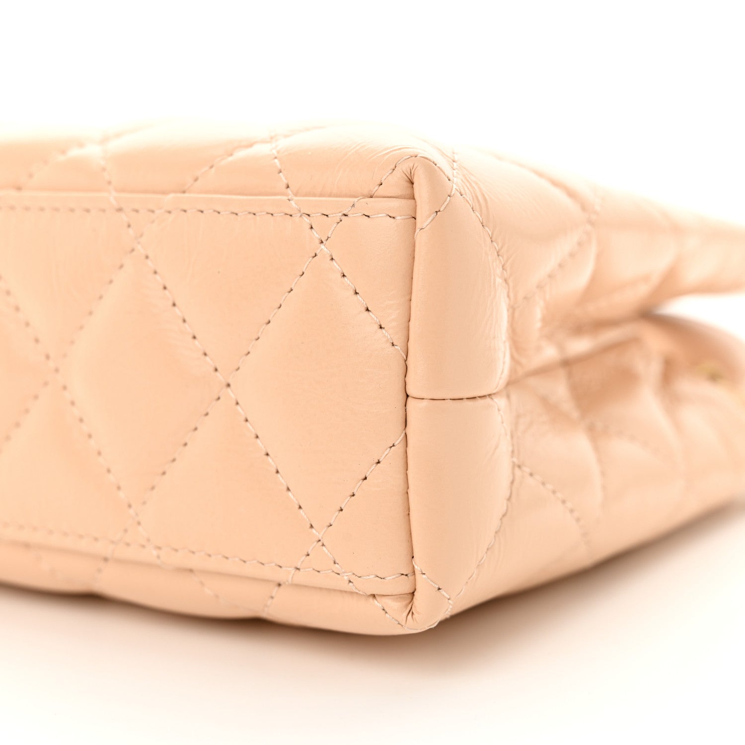 Chanel Shiny Aged Calfskin Quilted Nano Kelly Shopper Beige 10 of 10