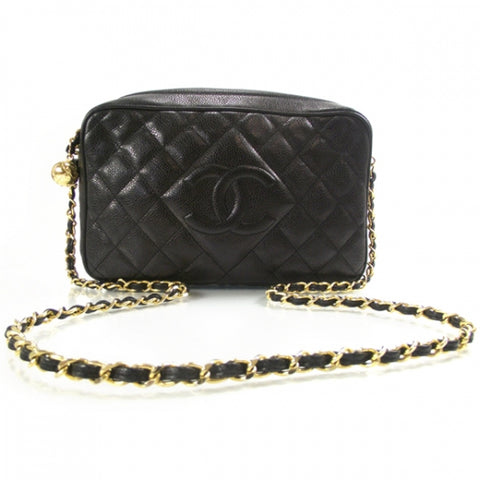 Caviar Quilted Shoulder Bag Black