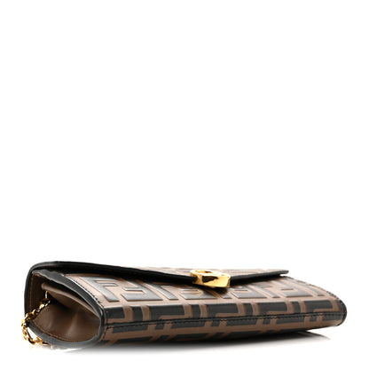 Fendi Vitello Soft F is Fendi Bi-Color FF 1974 Embossed Continental Envelope Wallet On Chain Maya Black 4 of 12