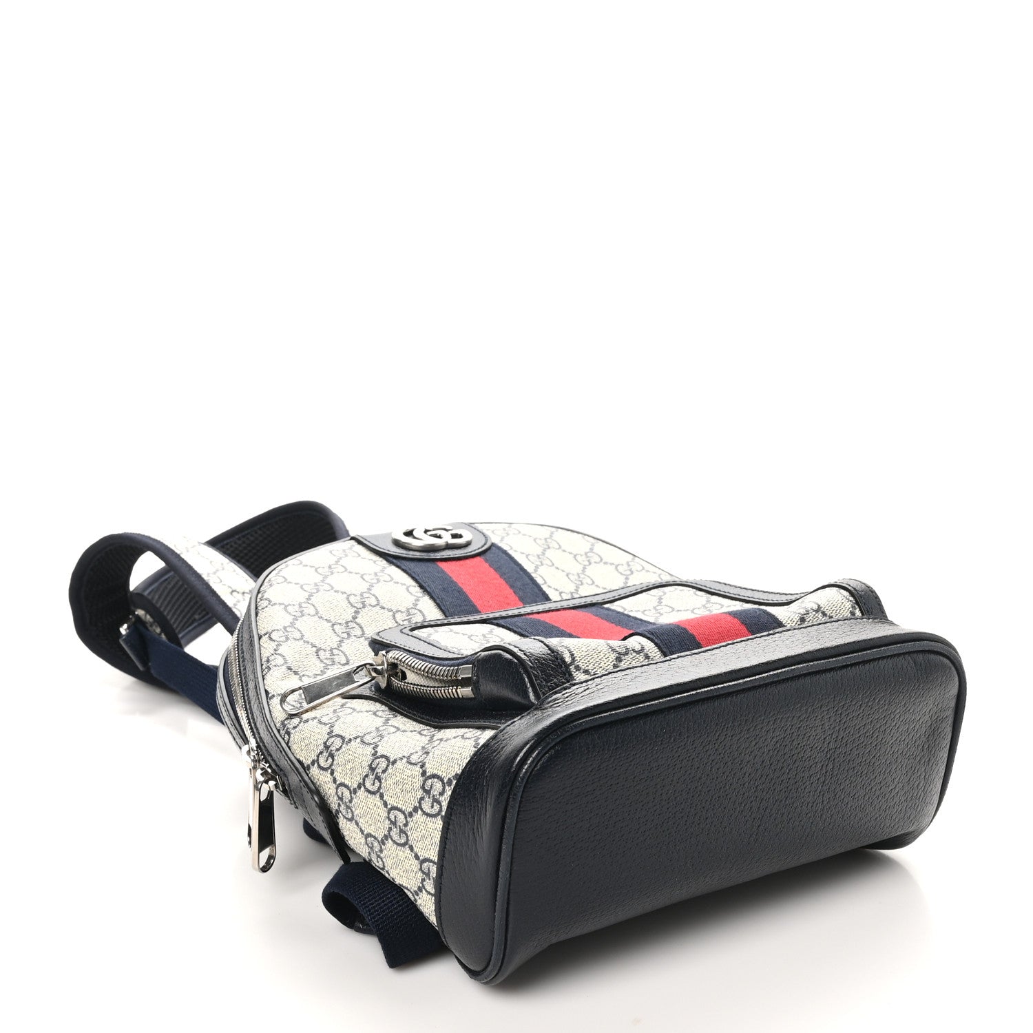 Gucci GG Supreme Monogram Textured Dollar Calfskin Web Small Ophidia Day Backpack Beige Blue Black 4 of 10