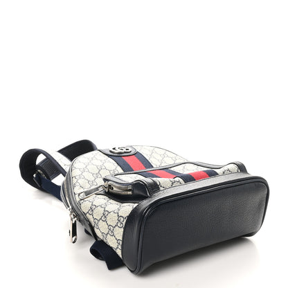 Gucci GG Supreme Monogram Textured Dollar Calfskin Web Small Ophidia Day Backpack Beige Blue Black 4 of 10