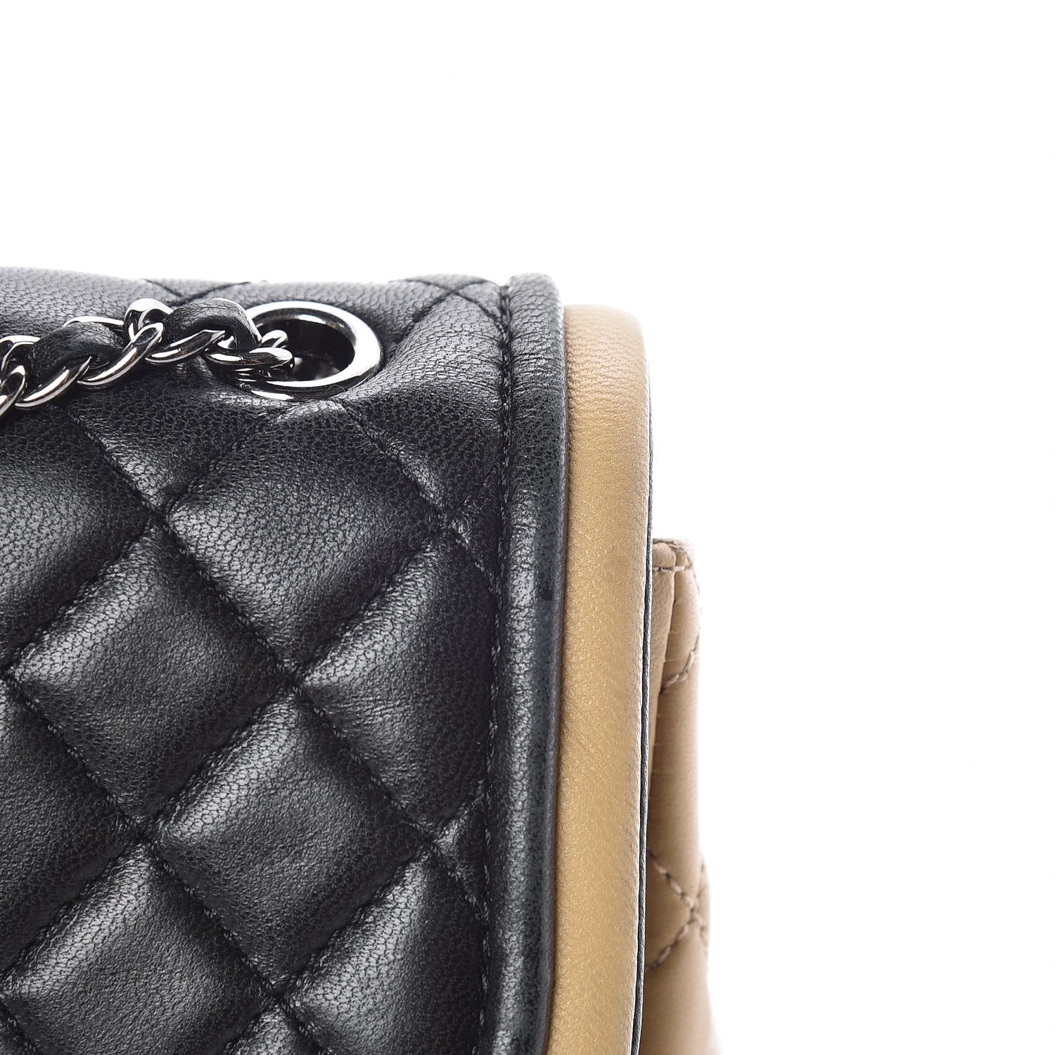 Chanel Lambskin Quilted Medium Twist Two Tone Flap Bag Black Beige 12 of 12
