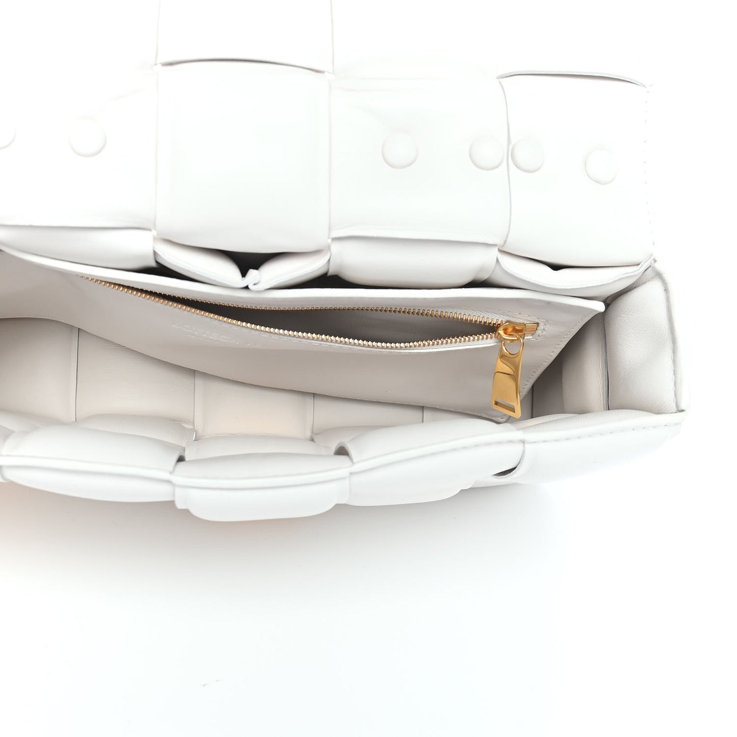 Lambskin Maxi Intreccio Padded Chain Cassette Crossbody Bag White