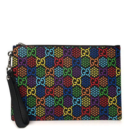 Gucci GG Supreme Monogram Psychedelic Zip Wristlet Pouch Black Multicolor 1 of 12