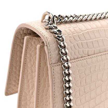 Saint Laurent Calfskin Crocodile Embossed Medium Monogram Sunset Rose Antic 14 of 14