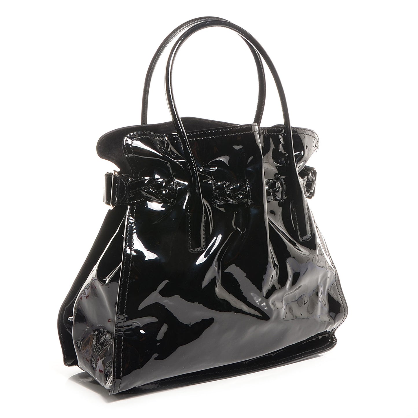 Patent Belted Histoire Tote Black