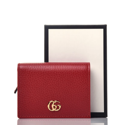 Gucci Pebbled Calfskin GG Marmont Card Case Hibiscus Red 7 of 7