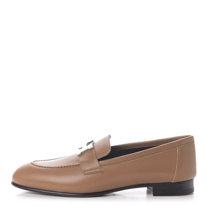 Hermes Goatskin Womens Paris Loafers 36.5 Etoupe 1 of 12