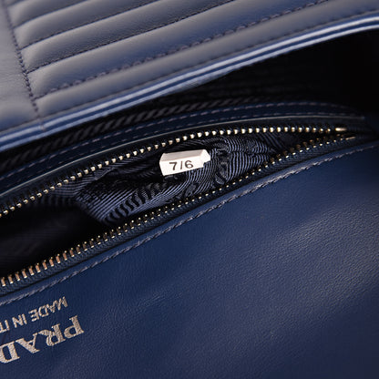 Prada Soft Calfskin Impunture Diagramme Large Chain Flap Shoulder Bag Bluette 7 of 10