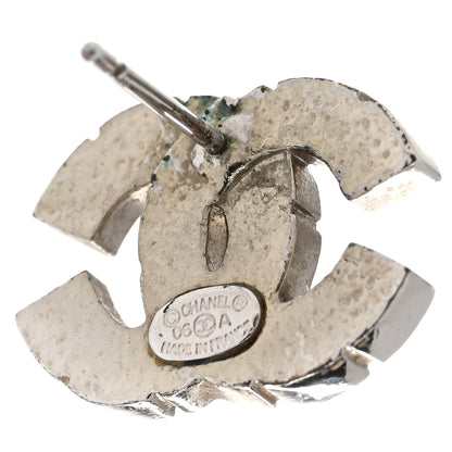 Chanel Crystal CC Pierced Earrings Silver 4 of 5