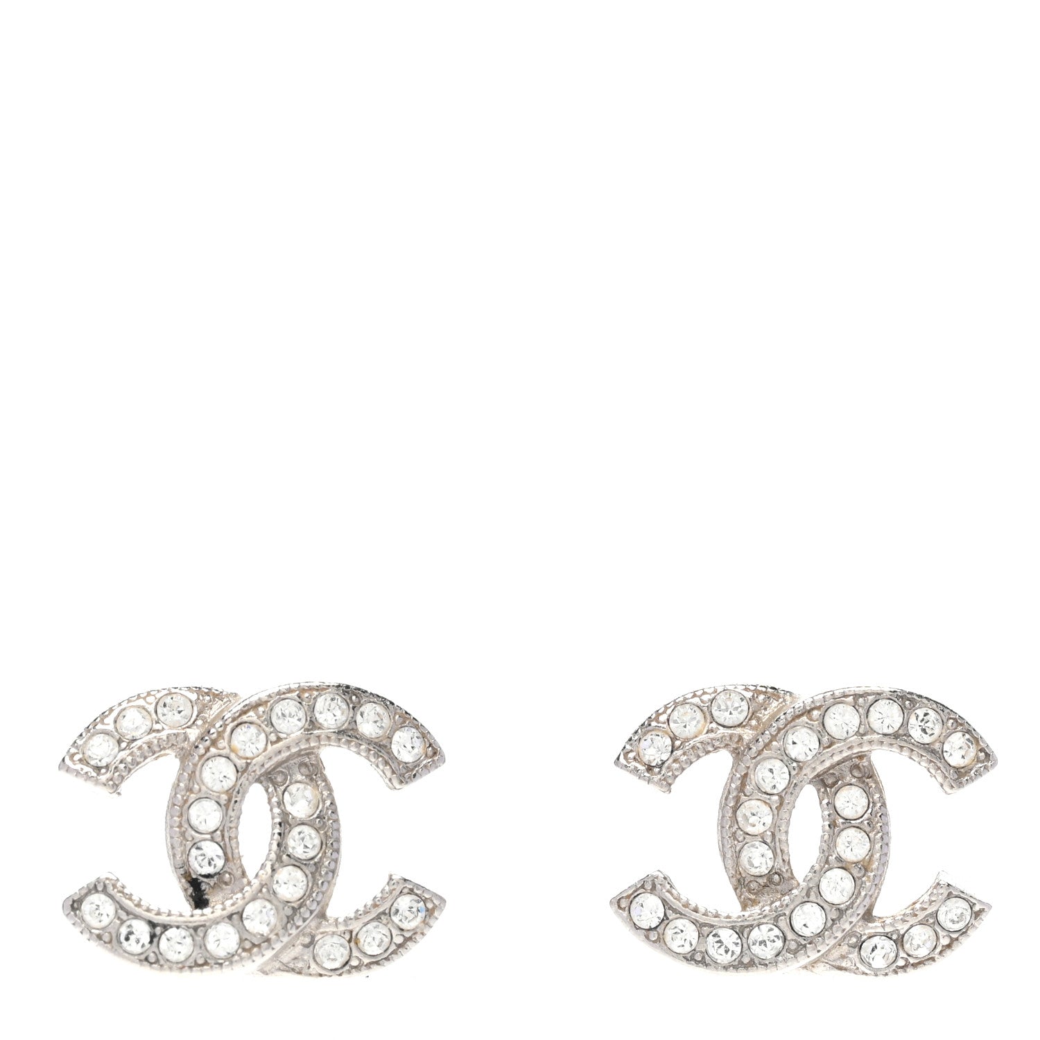 Chanel Crystal CC Earrings Silver 1 of 4