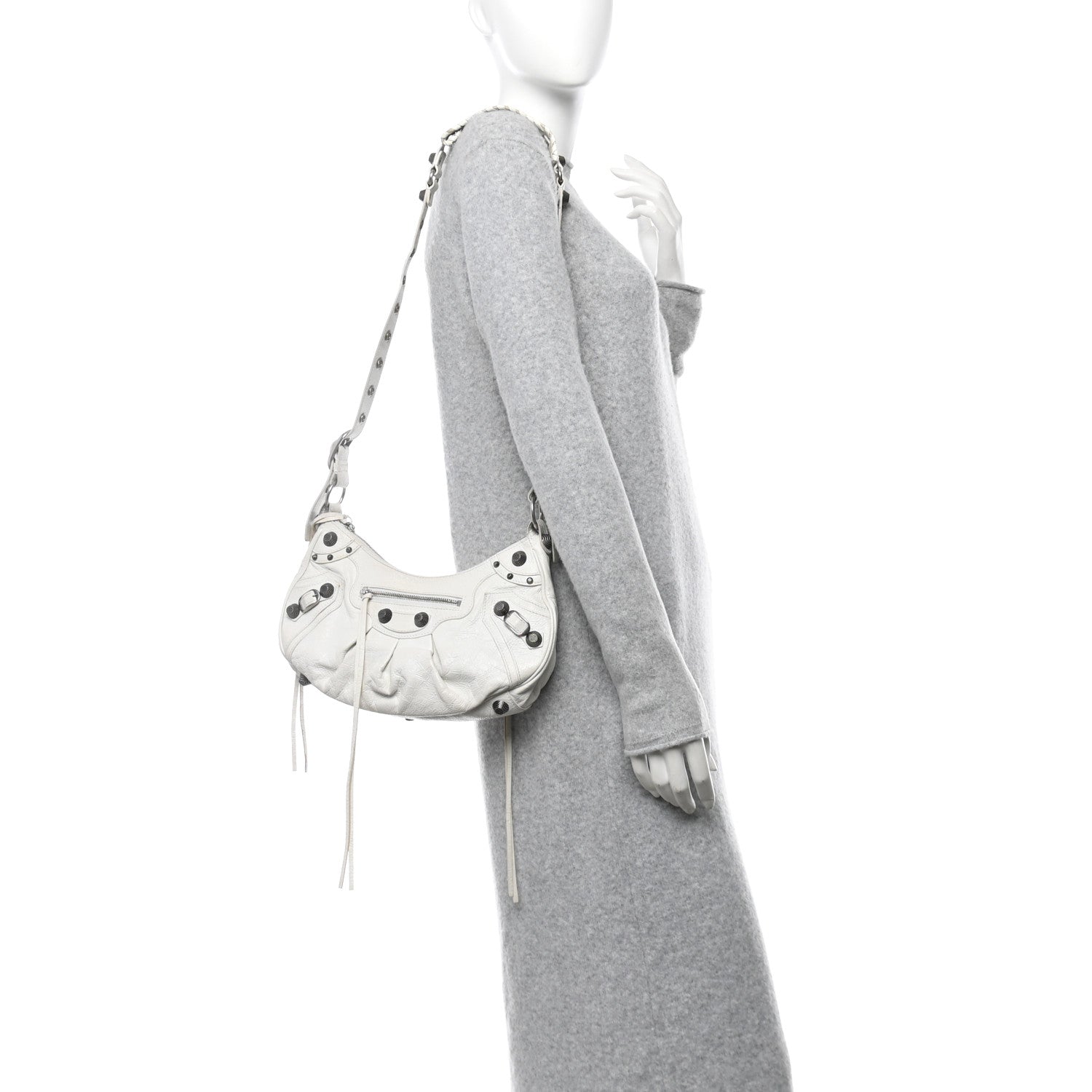 Balenciaga Agneau Arena Small Le Cagole Shoulder Bag Optic White 2 of 13