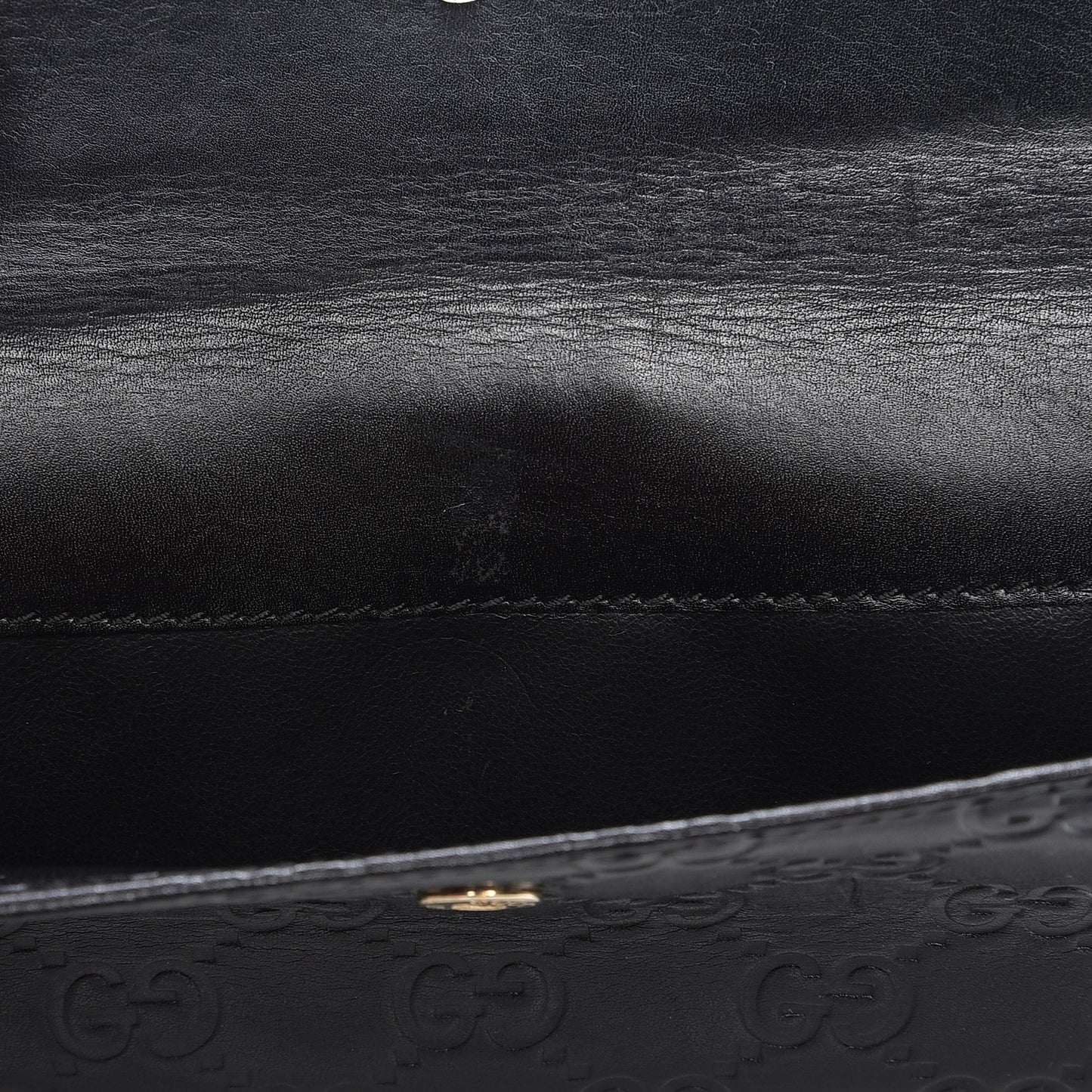 Guccissima Margaux Calfskin Metal Bar Continental Flap Wallet Black