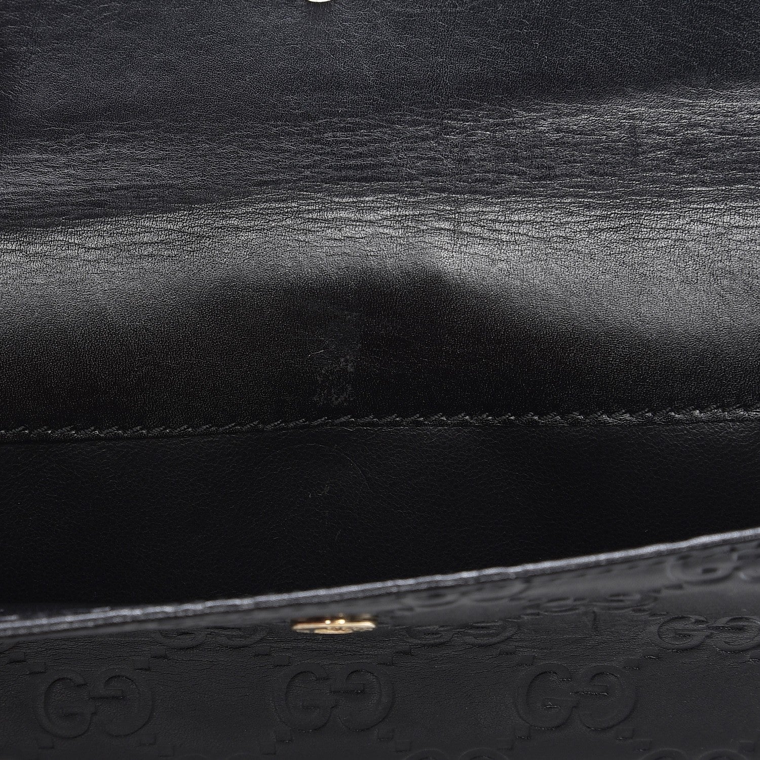 Gucci Guccissima Margaux Calfskin Metal Bar Continental Flap Wallet Black 7 of 14