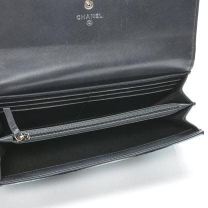 Chanel Python CC Long Flap Wallet Blue Silver 6 of 9