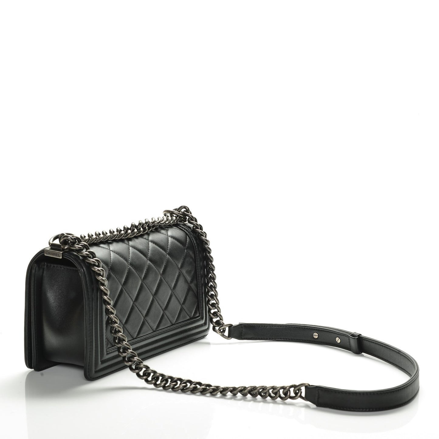 Calfskin Quilted Medium Boy Flap Black