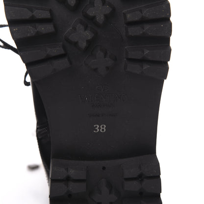 Valentino Garavani Smooth Calfskin Rockstud Buckled 25mm Combat Boots 38 Black 6 of 8