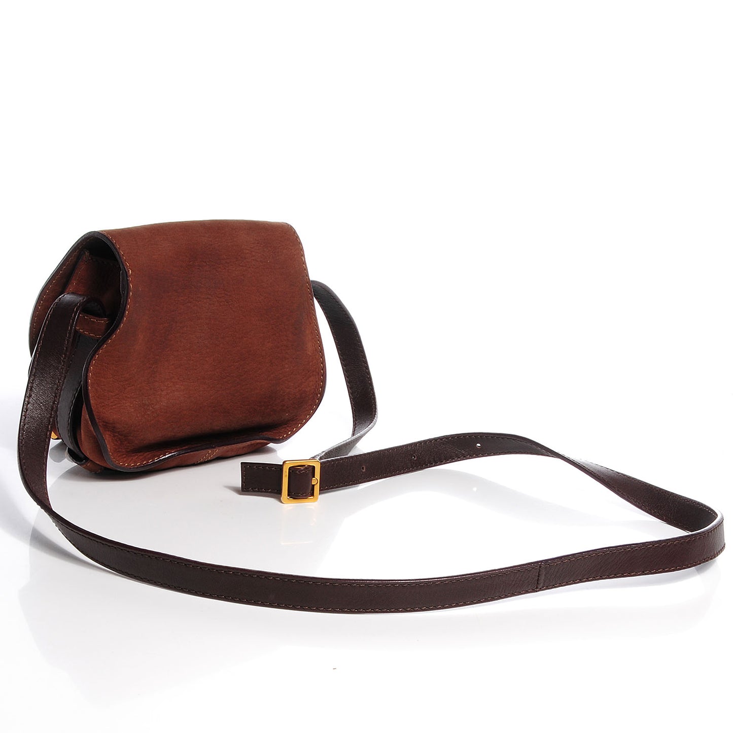 Nubuck Calfskin Mini Marcie Round Crossbody Bag Oak