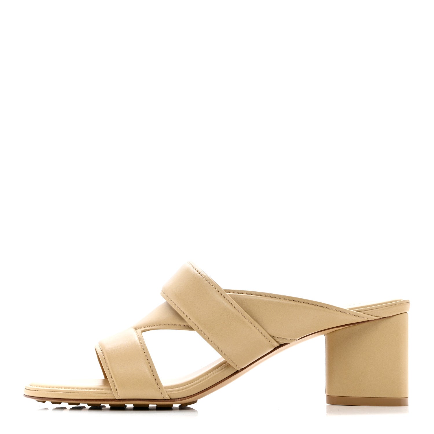 Bottega Veneta Vienna Calfskin The Band Cross Strap Mule Sandals 39 Cane Sugar 1 of 6